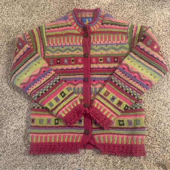 Newari Sweaters - Newari Icelandic Design Hand Knitted Nepal Colorful Cardigan Sweater